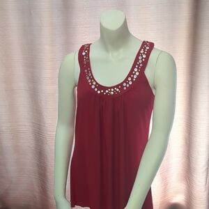 Ally B Burgundy Scoop Neck Tank with Sequin Trim